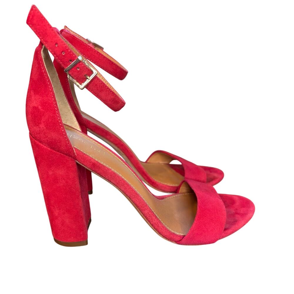 J, McLaughlin Bright Pink Suede Block Heel Sandal - size 7.5M